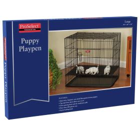 "Proselect" Puppy PlayPen w/Plastic Pan L Blk