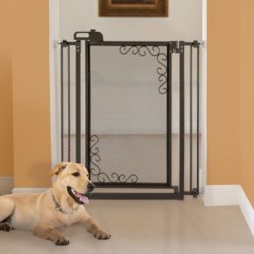 Tall One-Touch Metal Mesh Pet Gate "by Richell" in Black