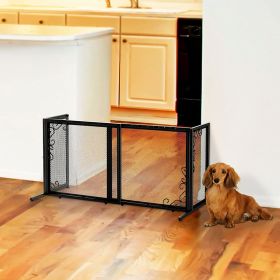 "Richell" Small Freestanding Metal Mesh Pet Gate in Antique Bronze