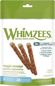 Whimzees Veggie Sausage "Dental Dog Treats" (size-4: Small)