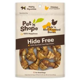 Pet 'N Shape "Chik 'N Mini Knotted Bones Hide-Free Dog Treat" (Count: 10 count)