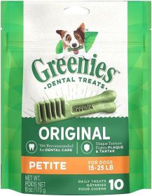 "Greenies Petite Dental Dog Treats" (size-4: 10 count)